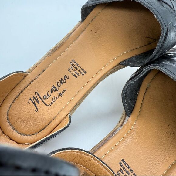 Macarena Collection Women's Black Tan Espadrilles Platform Sandals Shoes Size 7 - Picture 9 of 12